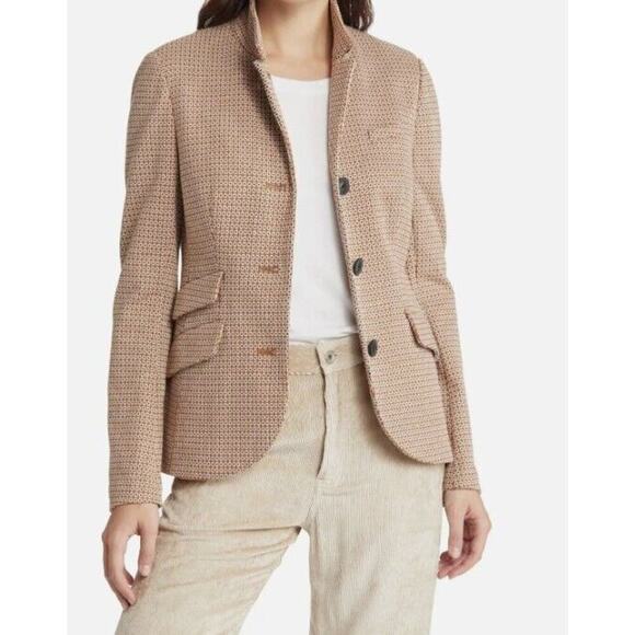 Rag & Bone Slade Geo Cotton Blend Knit Blazer Jacket Sz 10 Brown Multi #1G504 - Picture 3 of 9